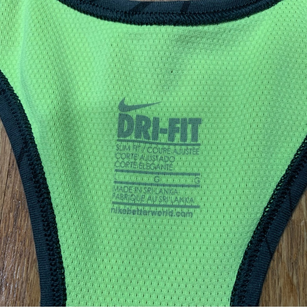 Nike Dri-FIT Slim Fit Racerback Tank Charcoal Black Triangle Neon Yellow L - Picture 5 of 5